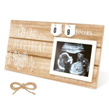 Imagem de Molduras de ultrassom de madeira, moldura decorativa de ultrassom para bebês, decoração de berçário para novos pais, presente de chá de bebê, porta-retrato de ultrassom e presente de gravidez para