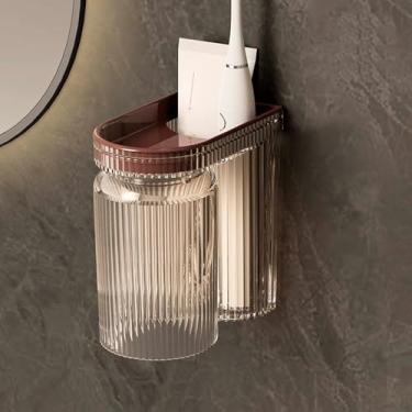 Imagem de Cffuvros Porta da Escova de Dentes, Parede de Escova de Dentes Montada para Banheiro, Sem Necessidade de Perfurar Orifícios, Design Anti -Deslizamento, Estável e Firme (Marrom)