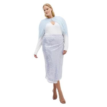 Imagem de City Chic Saia feminina plus size - midi de lantejoulas, Azul-celeste, 48
