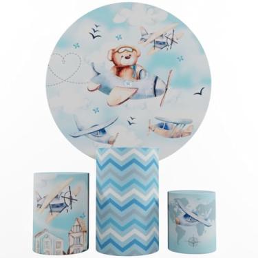 Imagem de Kit Decoração Festa, Painel Ursinhos + Trio Capas De Cilindros (aviador 01)