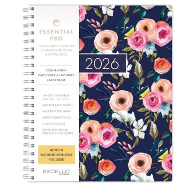 Imagem de Essential PRO 2026 Agenda diária, semanal e mensal, 21,5 x 28 cm: 14 meses (novembro de 2025 a dezembro de 2026) abas mensais, rastreamento diário, páginas de notas, bolso de armazenamento, marcador