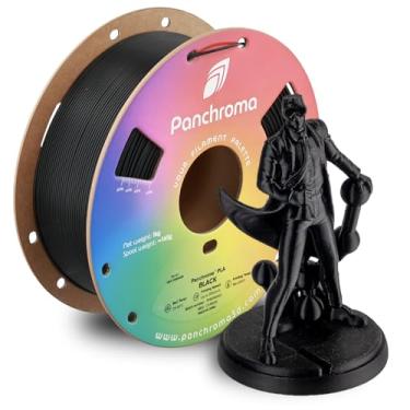 Imagem de Filamento de impressora 3D Panchroma PLA preto, 1,75 mm, carretel de 1 kg, fácil de imprimir, impressão de alta velocidade, sem emaranhados, compatível com AMS, perfeito para brinquedos, decoração