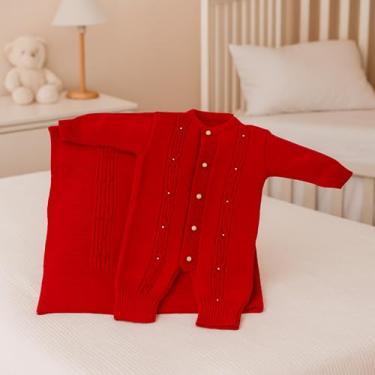 Imagem de SAIDA MATERNIDADE 2 PÇS EM TRICOT MODELO ACONCHEGO (Vermelha, Com Pérola)