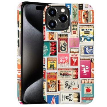 Imagem de DJSOK Compatível com iPhone 14 Pro Max, capa antiarranhões à prova de choque de policarbonato fosco - Colagem retrô Matchbox