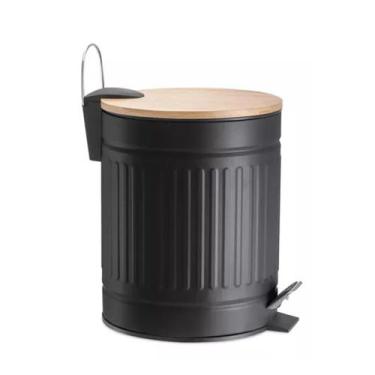 Imagem de Lixeira Para Banheiro Cozinha Cesto Removível 5l Inox Preto MEK