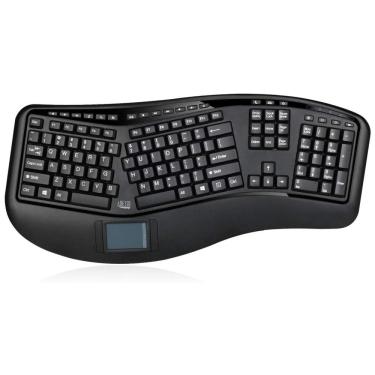 Imagem de Teclado Ergonômico Dividido Sem Fio Recarregável Reduz a Tensão das Mãos com Descanso de Mãos e Touchpad Embutido, ADESSO WKB 4500UB, Preto