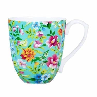 Imagem de PMNING Caneca floral de 400 ml Xícaras de chá de café de porcelana - Canecas de café florais Novetly Canecas de café para mulheres e homens - Presentes de aniversário de Natal para pai, mãe, irmão,