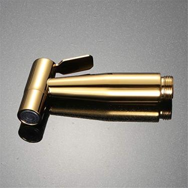 Imagem de MINJING Torneira de pulverizador de bidê, pulverizador de bidê de vaso sanitário de mão de aço inoxidável, kit de ducha de ouro de titânio conjunto de jato de válvula de cobre, conjunto D