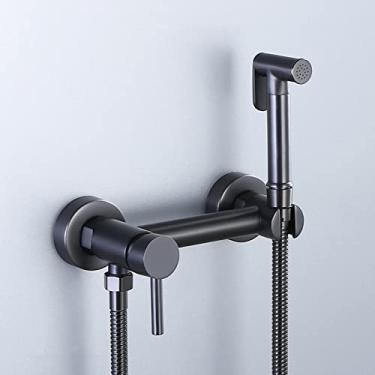 Imagem de CUTPOIY Kit de pulverizador de bidê para vaso sanitário cinza quente e frio multifuncional bidê acessório torneira pulverizador portátil banheiro kit de pulverização misturador de bidê de banheiro