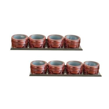 Imagem de Kit 8 Porta Temperos Condimento Magnetico Colorido Inox Imã - Wellmix,