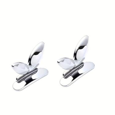 Imagem de 2 peças de elevadores de tampa de vaso sanitário prateados, fácil instalação, acessório de banheiro doméstico, metal durável, design que economiza espaço