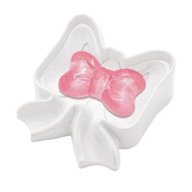 Imagem de Saboneteira Bow com dreno, suporte de sabão em forma de laço, saboneteira para chuveiro, banheiro, cozinha - branco