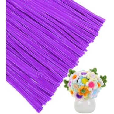 Imagem de IOOLEEM Limpadores de cachimbos, 200 peças violeta roxo, materiais de artesanato e artes para fazer flores, ideias para atividades de projetos de arte.