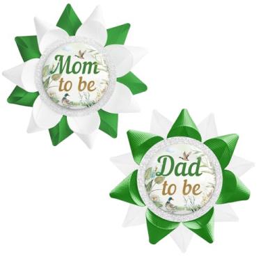 Imagem de Broche feito à mão Pato Mallard Mom to Be Button Dad to Be para Nova mamãe papai suprimentos de festa de chá de bebê/suprimentos de revelação de gênero / festa de revelação de gênero para menino ou