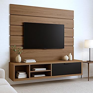 Imagem de Rack Com Painél Em Mdf Para Tv Sala De Estar Moderno