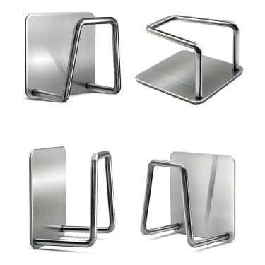 Imagem de 2X 4 Suporte Esponja Bucha Gancho Pia Aço Inox Louça Cozinha