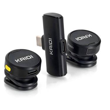 Imagem de Microfone Lapela  Redondo Sem Fio Type C  Android KMF4-C Preto