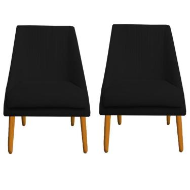 Imagem de Kit 02 Cadeiras Para Sala De Jantar Ana Pés Palito Veludo Preto D'classe Decor