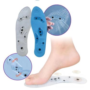 Imagem de Palmilha Par Ortopedica Magnetica Gel Silicone Massageador Anti Dor Esporao Ima Anatomica Universal