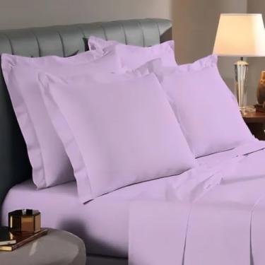 Imagem de Kit 2 Fronhas Avulsas Estampadas Para Travesseiro Malha 100% Algodão Toque Macio Com Zíper Hotel Pousada (Lilas, 60x50 cm)