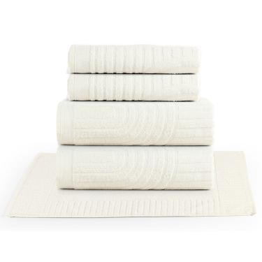Imagem de Jogo de Banho Dunna Toalhas Macias 100% Algodão Fio Penteado 5 Peças Off White