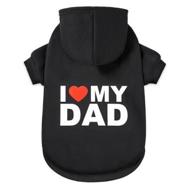 Imagem de GreenJoy Suéter de cachorro com capuz para cachorro casaco de clima frio moletom com capuz para filhotes, gatos, cães pequenos, médios e grandes (preto (I Love My Dad), médio/grande)