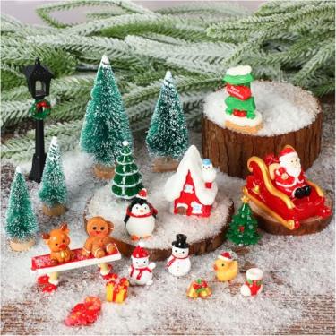 Imagem de PETKNOWS Mini estatuetas de Natal, boneco de neve de resina, boneco de gengibre, enfeites de cenário natalino para decoração de aldeia