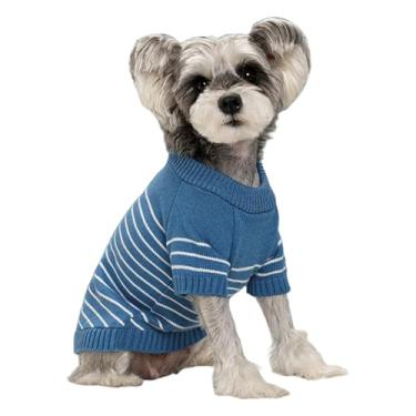 Imagem de Suéter de malha para cães, 1 peça de suéter de gato e filhote de cachorro, roupas quentes de inverno para gatos, cães pequenos, chihuahua, buldogue, pug, beagles, dachshund yorkie (azul, grande)