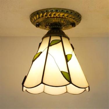 Imagem de Luminária de teto contemporânea LED estilo retrô americano para sala de estar, restaurante, quarto, casa de campo, hotel, corredor, café, bar, decoração com vidro colorido (Estilo 3)