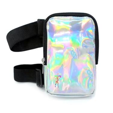 Imagem de Bolsa de coxa holográfica | Arnês de perna para mulheres | Bolsa de cintura ao ar livre | Pochete de caminhada de carnaval com alças ajustáveis, Prata, One Size, Bolsa de coxa regular