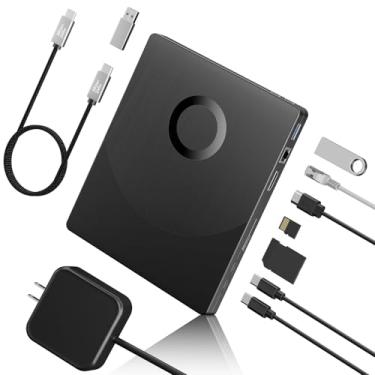 Imagem de Yaeonku Unidade Blu-ray/DVD externa 8 em 1 para PC, suporte a disco 100G, gravador de CD com porta HDMI/LAN/USB 3.0/Tipo-C/SD/TF, leitor de Blu-ray para Windows