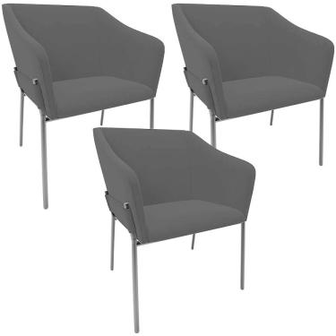 Imagem de Kit 3 Cadeiras Para Sala De Jantar Estar Living Olívia L02 Suede Preto - Lyam Decor
