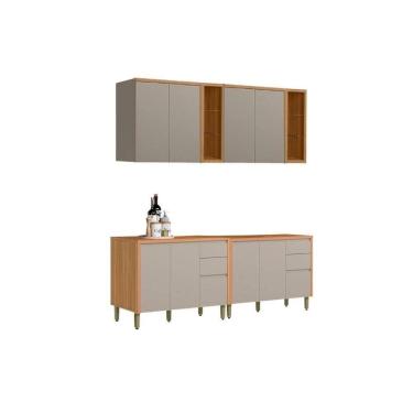 Imagem de Kit De Cozinha Completa 4 Peças Allure (2aéreos+2balcões) Cp25 Jequitiba-gris Fosco - Linea