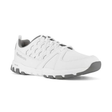 Imagem de Reebok Tênis de trabalho masculino RB4015 Sublite atlético bico macio preto com acabamento cinza segurança, Branco, 4