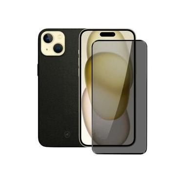 Imagem de Kit Capa Couro Dual Preta e Película Defender Pro Privacidade para iPhone 15 Plus - Gshield