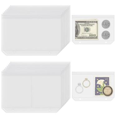 Imagem de Dajino Pacote com 16 capas para fichário com zíper para fichário A7 – Conjunto de bolsa com zíper fosco, cartão de foto, organizador de joias, enchimento de fichário, refil de folhas soltas (2 furos)