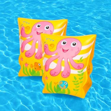 Imagem de Boia de Braço Flutuante Infantil – Natação Segura com Desenhos de Polvo e Estrela do Mar (Rosa)