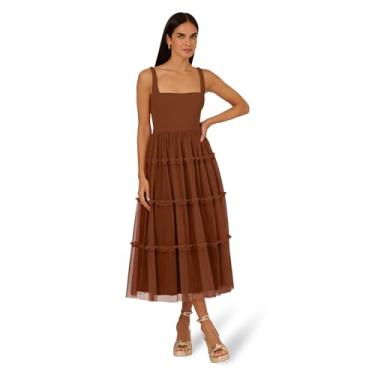 Imagem de Adrianna Papell Vestido midi feminino de malha e malha, Madeira, 50