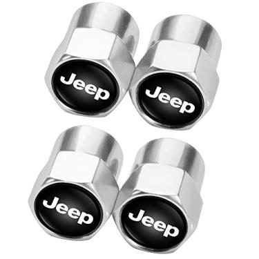 Imagem de Tampa da haste da válvula de pneu para Jeep Grand Cherokee Wrangler Compass Renegade Patriot Grand Comander Belt O-Ring Seal Tampas de válvula de pneu resistentes à corrosão, pacote com 4