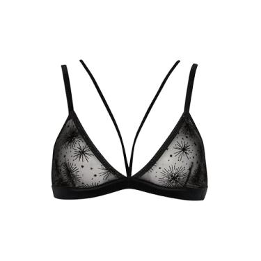 Imagem de Emporio Armani Sutiã feminino triângulo de malha com glitter, Floco de glitter preto, P