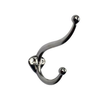 Imagem de Kit c/2 Ganchos Cabideiro Liso Duplo Metal para Pendurar e Parafusos -