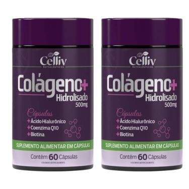 Imagem de Kit 2 Colágeno Hidrolisado + Ácido Hialurônico + Coenzima Q10 + Biotina 60 Cáps 500mg-Unissex