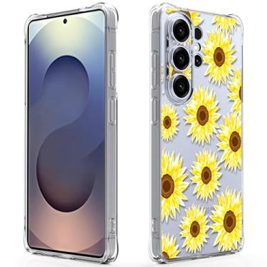 Imagem de Osophter Capa para Galaxy S26 Ultra: Transparente Mulheres Meninas Meninos Cantos Reforçados TPU Absorção de Choque Flexível para Samsung Galaxy S26 Ultra Capa de Celular - Flor Sol