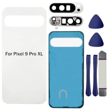 Imagem de Substituição de vidro traseiro para Pixel 9 Pro XL compatível com Google Pixel 9 Pro XL 5G Capa traseira de vidro com lente de câmera, fitas pré-instaladas e kits de ferramentas (não é compatível com