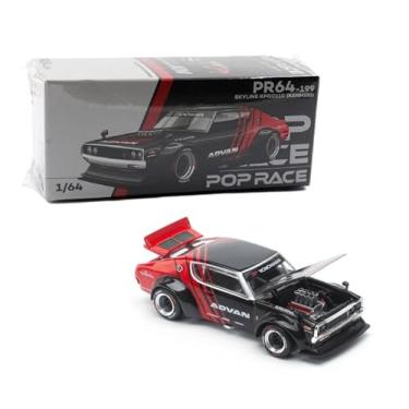 Imagem de Diecast Collectibles Model Car Compatible with Pop Race 1:64 Nissan Skyline GT-R Drift KPGC110 (Kenmeri) Advan Livery Limited Edition PR640199
