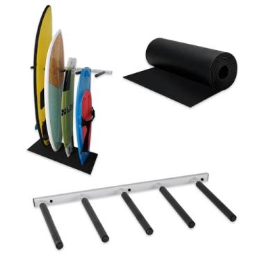 Imagem de LINGVUM Rack vertical para prancha de surfe, suporte de parede com tapete de borracha para prancha de surf, prancha de remo SUP, wakeboard, snowboard