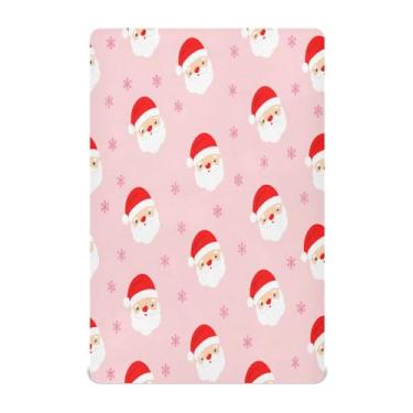 Imagem de Qilmy Lençóis de berço de Papai Noel, lençol com elástico macio e respirável de microfibra para meninos, meninas, 132 x 71 cm, capa de colchão infantil portátil
