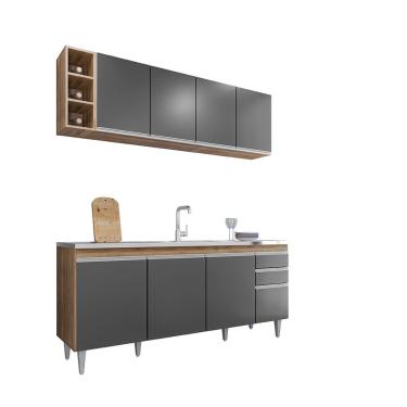 Imagem de Balcão Gabinete Para Pia 180cm 4 Portas ágatha - Ssx Multicoisas Freijó-grafite