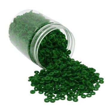 Imagem de Mandala Crafts Kit de contas de argila de polímero verde escuro de 6 mm para pulseiras da amizade - 3000 contas de disco verde escuro Heishi para fabricação de joias espaçadores redondos - contas