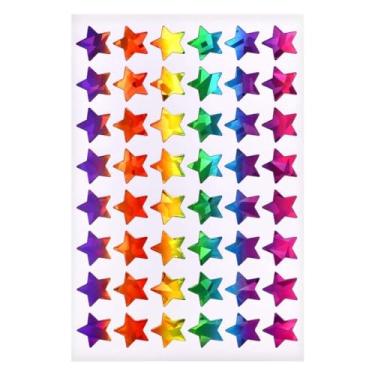 Imagem de Pacote com 10 folhas de adesivos a laser, etiquetas adesivas multiformas para artesanato, decorações e recompensas (estrelas coloridas)